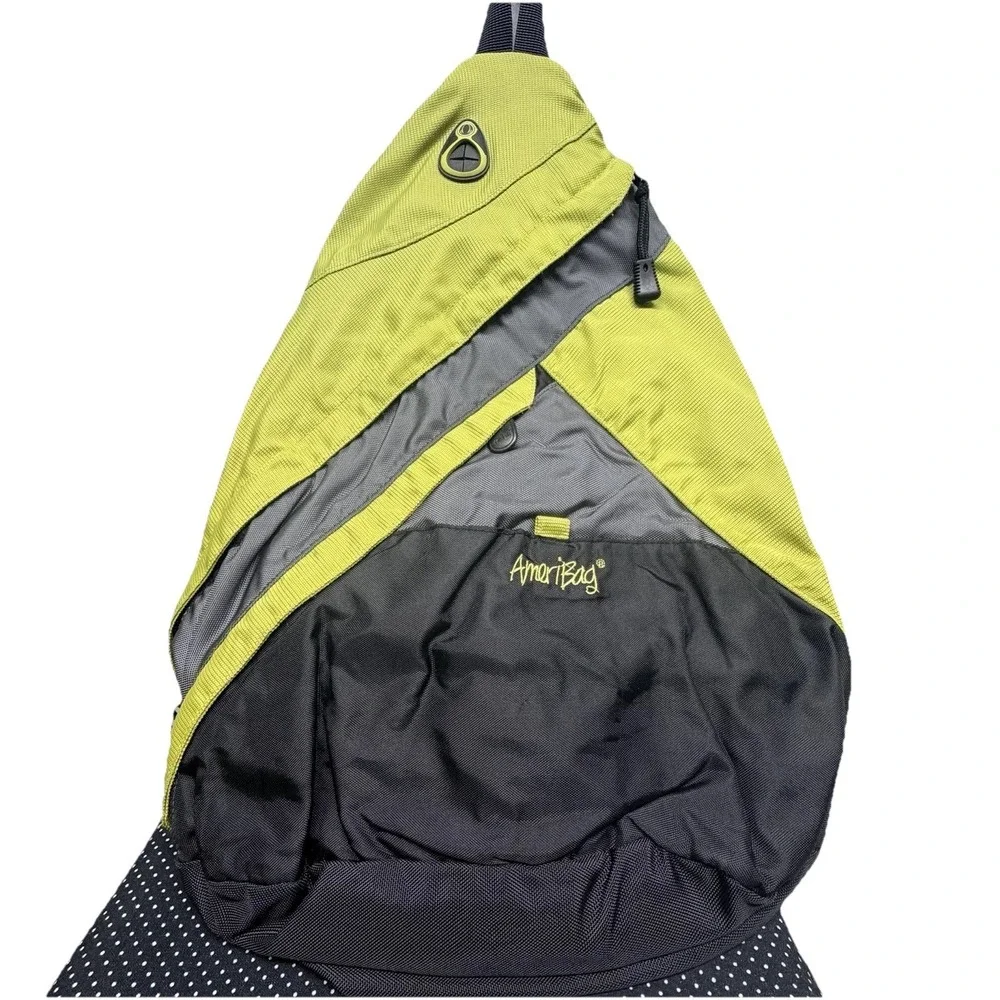 AmeriBag Healthy Back Bag Lime Green and Black Sling Backpack